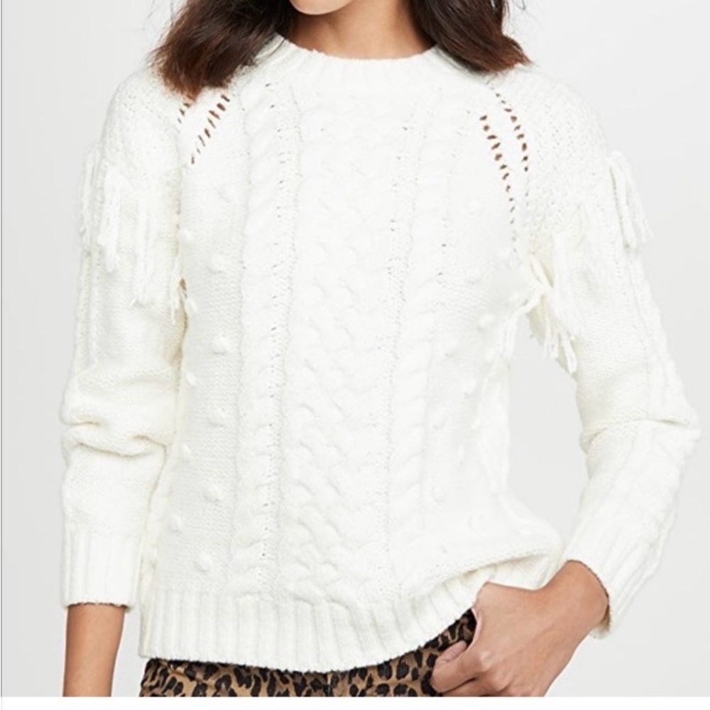 Anthropologie cupcakes & cashmere Cream Cable Knit Sweater Size Large White